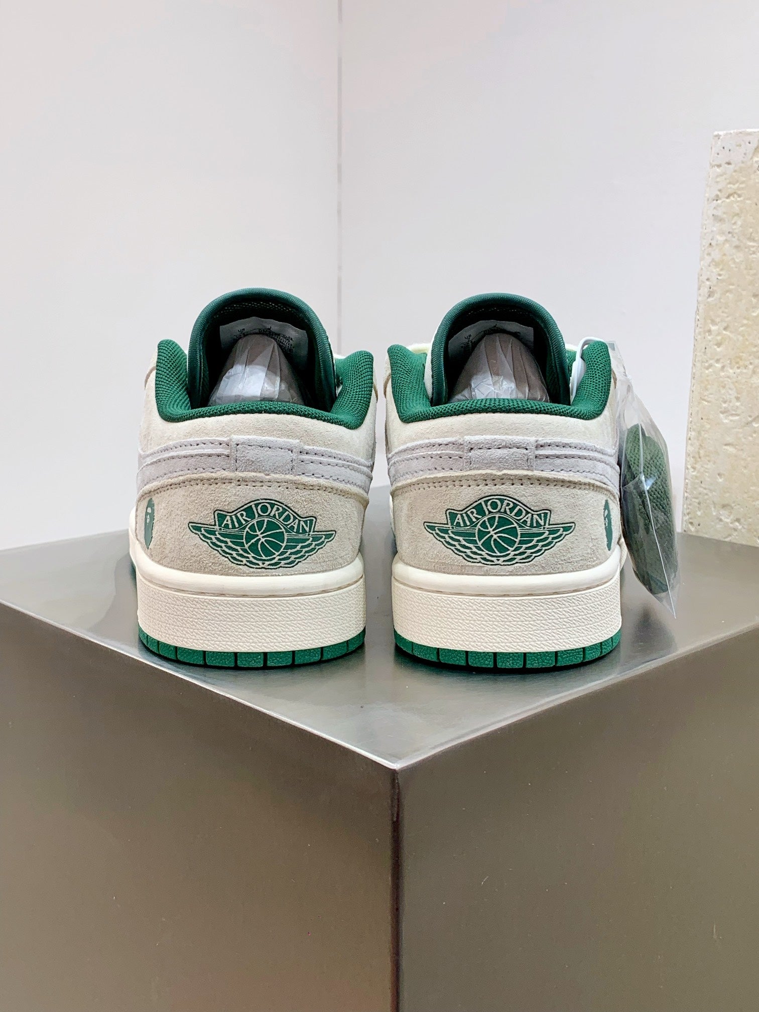 BAPE x Air Jordan 1 Low "White/Grey" — Suede Sneaker