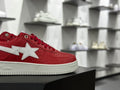 BAPE Bapesta Low "Red" — Embossed Camo Leather Sneaker