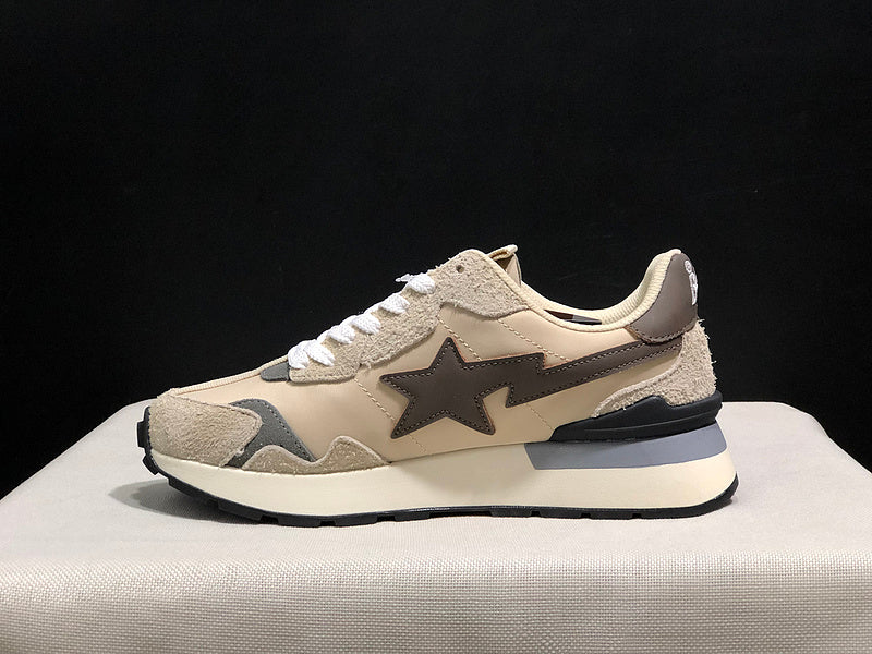 BAPE Road STA Runner "Cream/Grey" — Suede & Nylon Sneaker