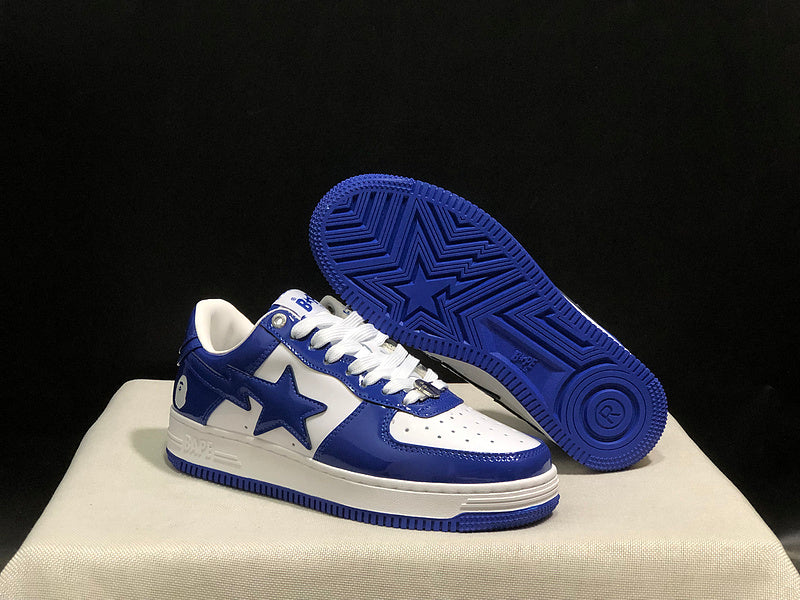 BAPE STA Low "Royal Blue / White" — Patent Leather Sneaker