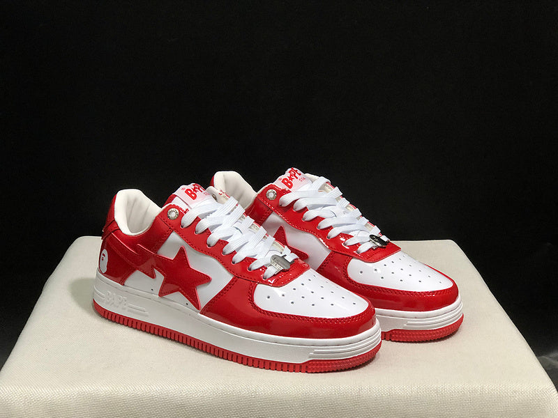 BAPE STA Low "Red/White" — Patent Leather Sneaker