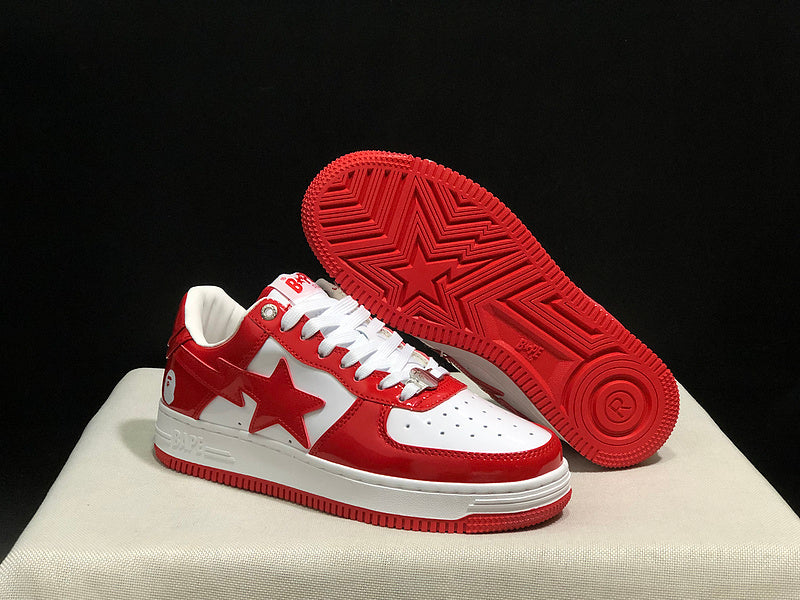 BAPE STA Low "Red / White" — Patent Leather Sneaker