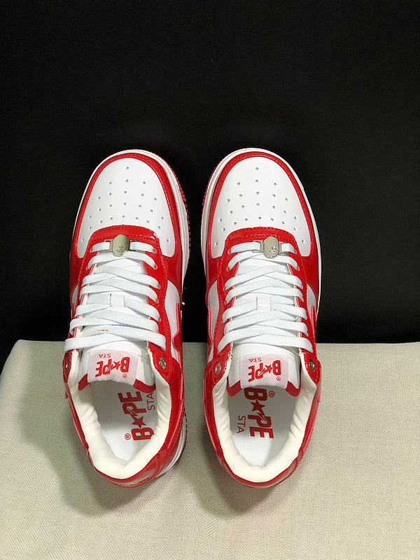 BAPE STA Low "Red / White" — Patent Leather Sneaker
