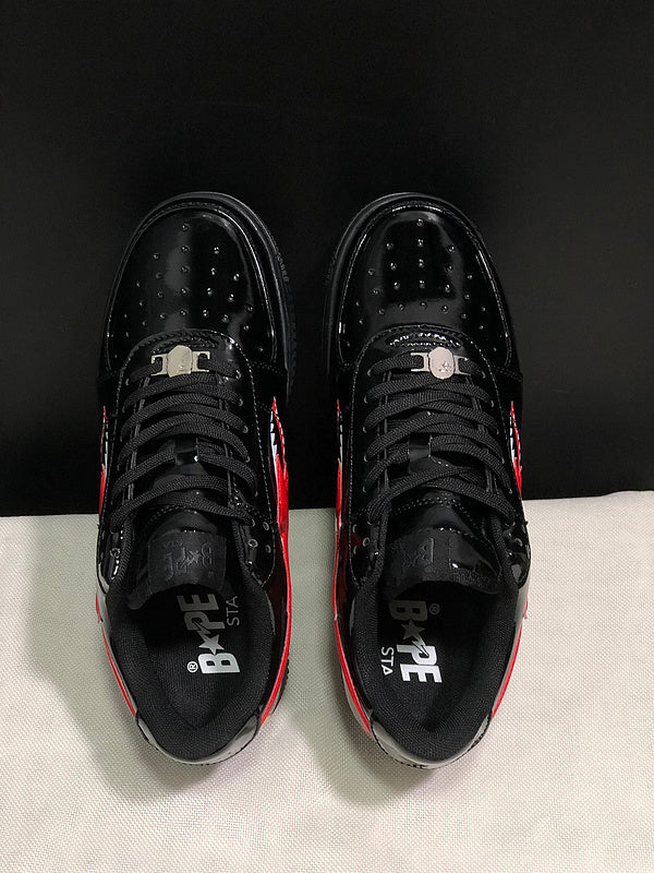 BAPE STA Low x Shark "Black" — Patent Leather Sneaker