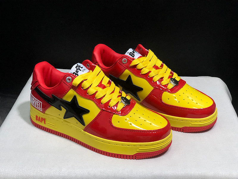 BAPE STA Low × Marvel "Iron Man" — Patent Leather Sneaker