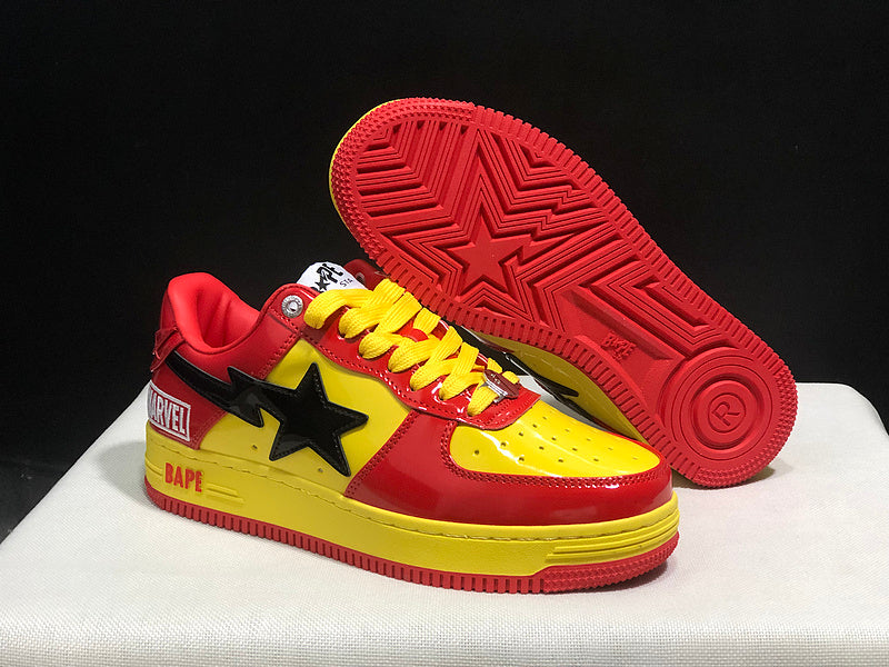 BAPE STA Low × Marvel "Iron Man" — Patent Leather Sneaker