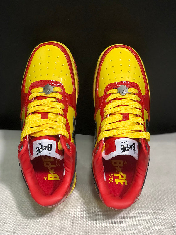 BAPE STA Low × Marvel "Iron Man" — Patent Leather Sneaker