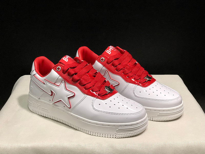BAPE STA Low "White / Red" — Patent Leather Sneaker