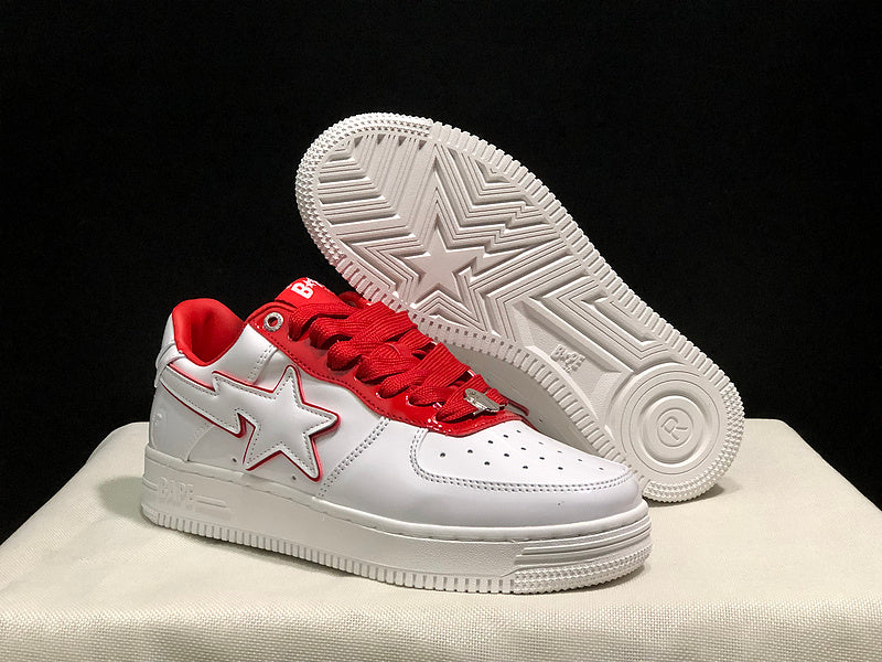BAPE STA Low "White / Red" — Patent Leather Sneaker
