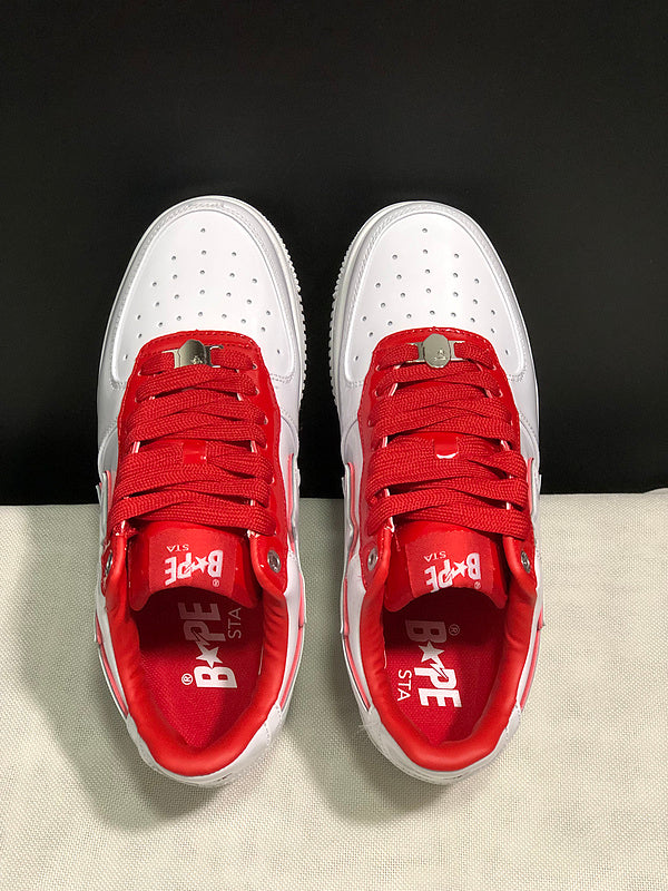 BAPE STA Low "White / Red" — Patent Leather Sneaker