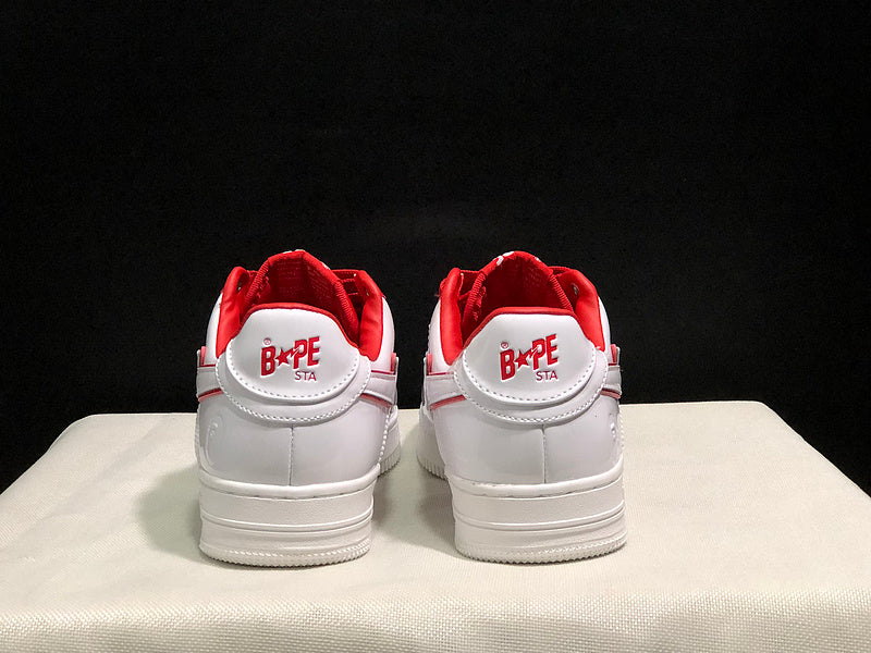 BAPE STA Low "White / Red" — Patent Leather Sneaker