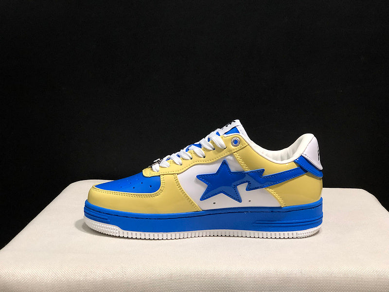 BAPE STA Low "Yellow / Blue / White" — Tri-Color Patent Leather Sneaker