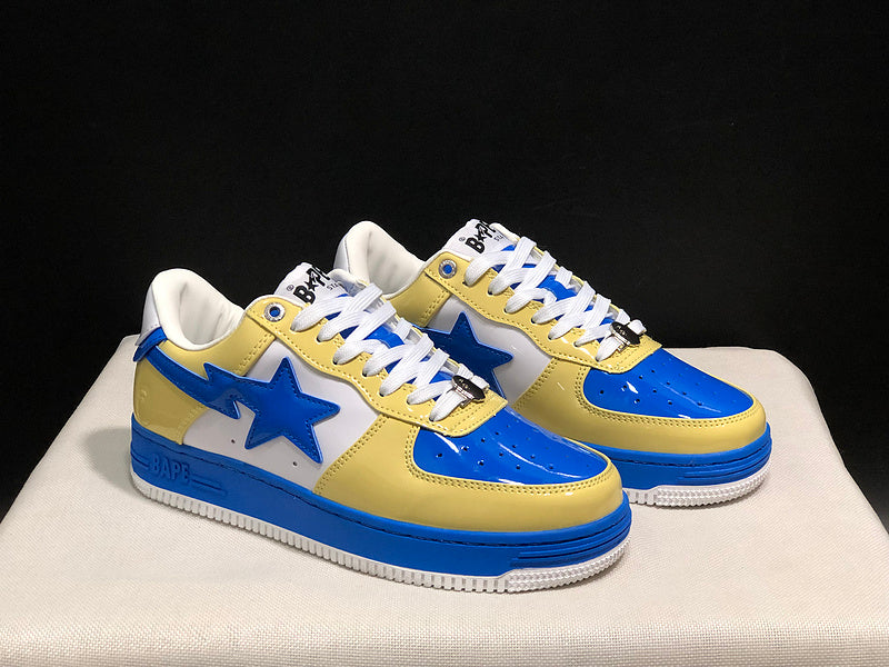 BAPE STA Low "Yellow / Blue / White" — Tri-Color Patent Leather Sneaker