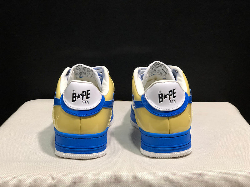 BAPE STA Low "Yellow / Blue / White" — Tri-Color Patent Leather Sneaker