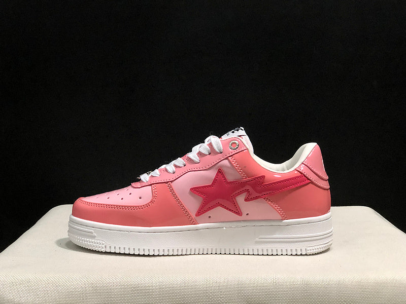 BAPE Bapesta Low "Pink Patent" — Glossy Leather Sneaker