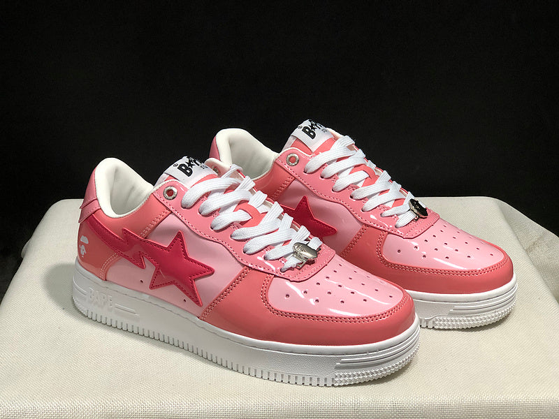 BAPE Bapesta Low "Pink Patent" — Glossy Leather Sneaker