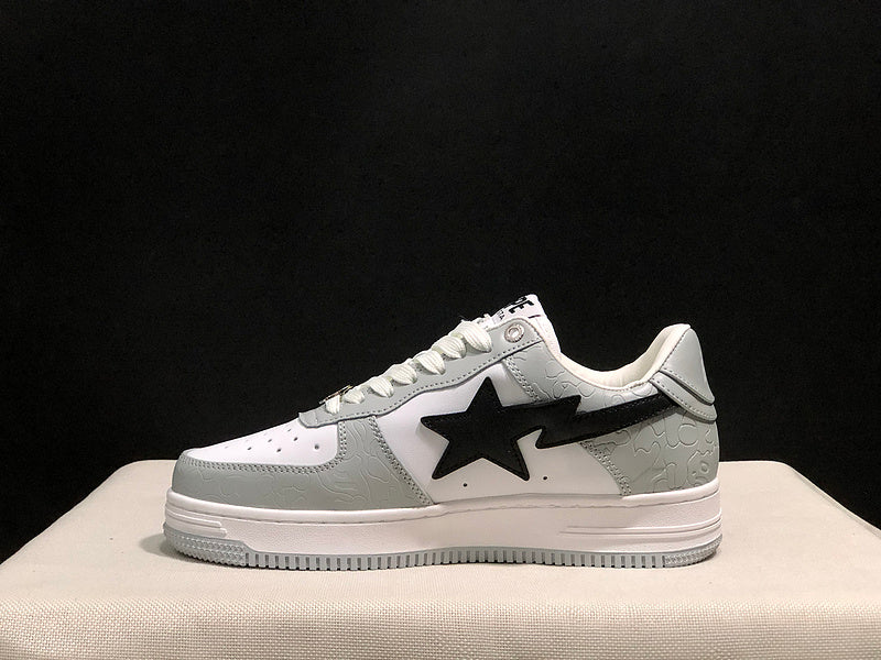 BAPE Bapesta Low "Grey Camo" — Embossed Leather Sneaker
