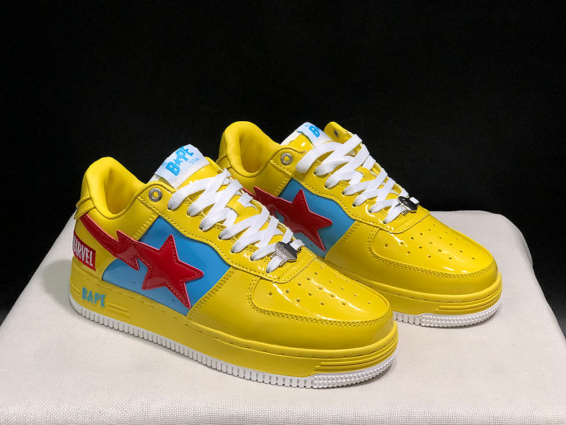 BAPE x Marvel Bapesta Low "Yellow" — Patent Leather Sneaker