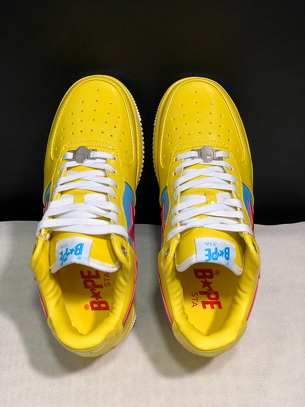 BAPE x Marvel Bapesta Low "Yellow" — Patent Leather Sneaker