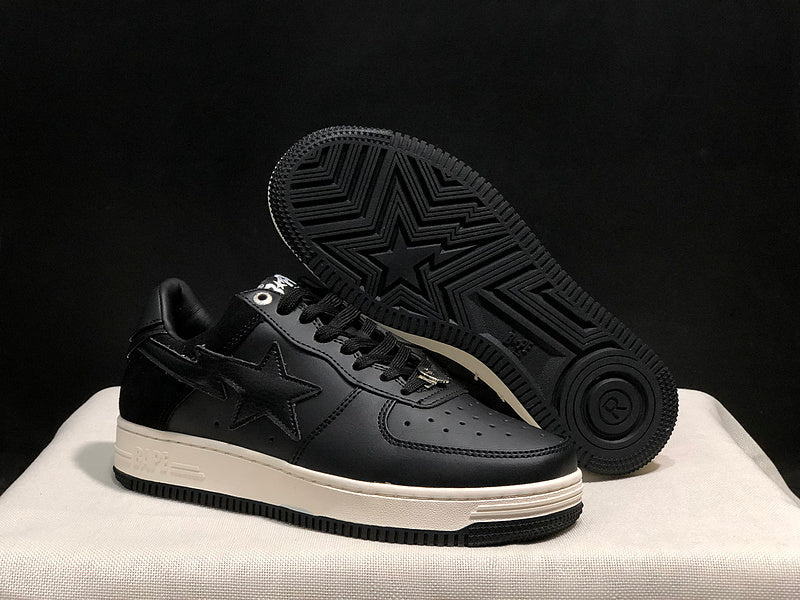 BAPE STA Low "Triple Black" — All-Black Leather Sneaker