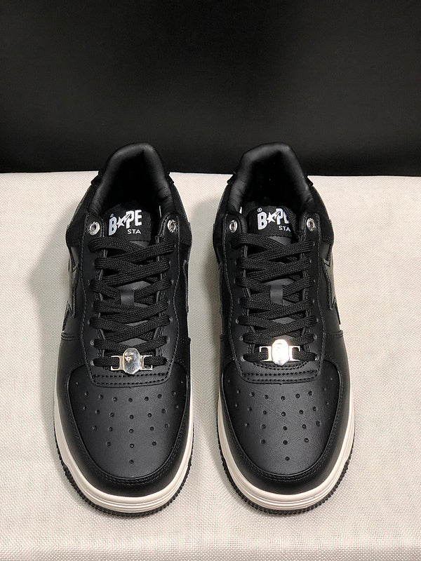 BAPE STA Low "Triple Black" — All-Black Leather Sneaker