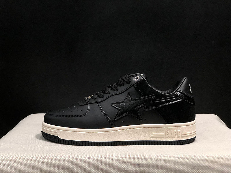 BAPE STA Low "Triple Black" — All-Black Leather Sneaker