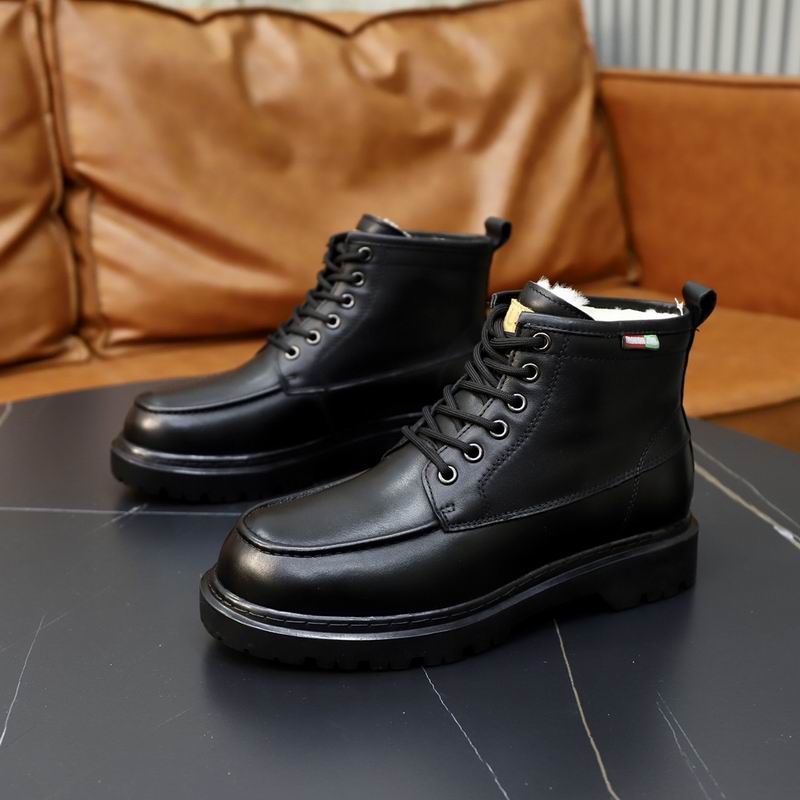 UGG Men's Leather Shearling Lace-Up Boot — Black